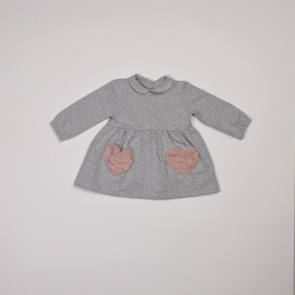 abitino babyvip grigio con cuori pelosi rosa