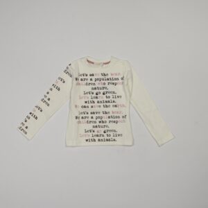 maglia maniche lunghe people panna con scritte