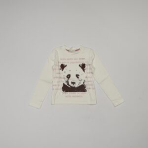 maglia maniche lunghe people panna con grafica