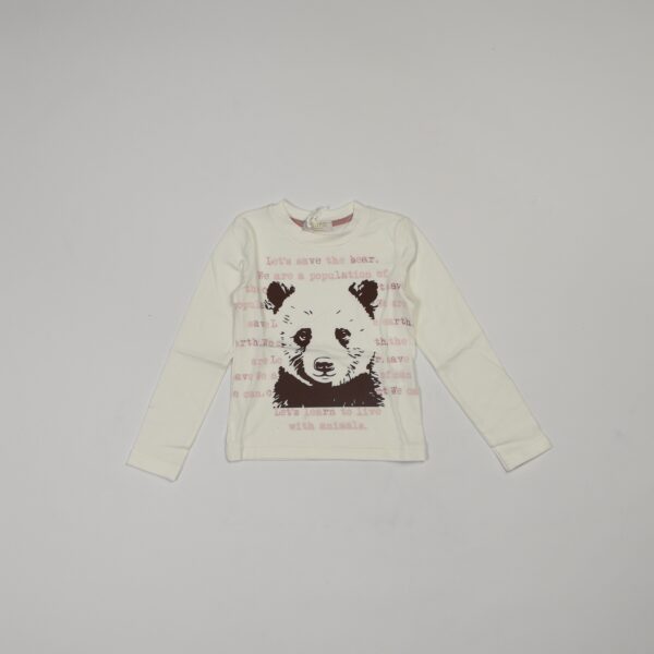 maglia maniche lunghe people panna con grafica