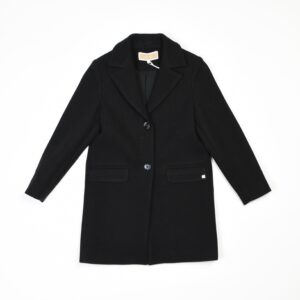 cappotto Kocca nero con tasche e scollo a v.